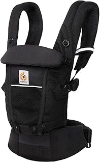 Ergobaby Porte-Bébé Adapt pour nouveau-nés, dès la naissance, porte-bébé ergonomique 3 positions en Mesh SoftFlex pour portage ventral et dorsal, Onyx Black