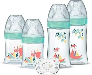 DODIE Lot de 4 biberons naissance Tétine Ronde Anti-Colique (2x150mL et 2x270mL), + une sucette naissance