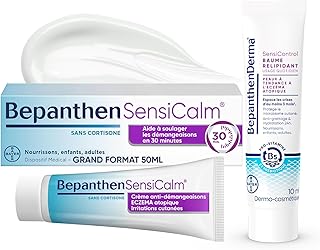 Bepanthen Sensicalm Crème Eczéma & Anti Démangeaisons - Soulagement Rapide 30 min - Eczéma Atopique - Sans Parfum ni Cortisone - Grand Format 50g + BepanthenDerma SensiControl Baume Relipidant 10ml