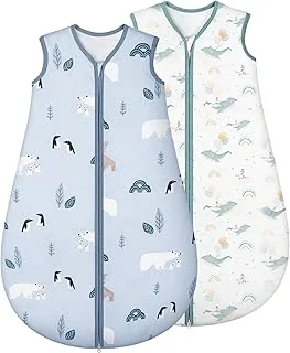 Gigoteuse Bébé Hiver 1.5 TOG en Coton Doux, Turbulette Chaude avec Fermeture Éclair pour Nouveau-né Garçons Filles 0-6 Mois Dauphin Bleu