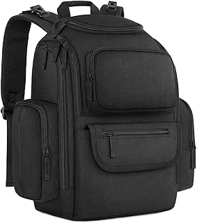 Mancro Sac à Dos à Langer Grande Capacité avec Poches Isothermes, Multi-Compartiments Voyage avec Crochets Poussette, Imperméable avec Poche Anti-vol pour Maman et Papa, Noir