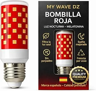 Veilleuse Rouge Mélatonine - Ampoule LED E27 sans scintillement | Lumière Naturelle pour Dormir pour Adultes et Bébés | Ampoule Rouge pour Sommeil Profond et Relaxation