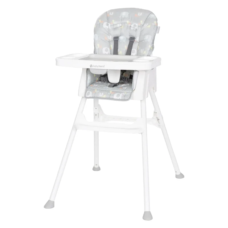 Chaise haute bébé minimaliste en plastique blanc pour petits espaces