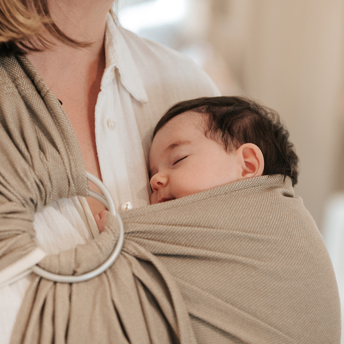 Sling tissé Sergé Brisé beige sable : écharpe sans nœud ...