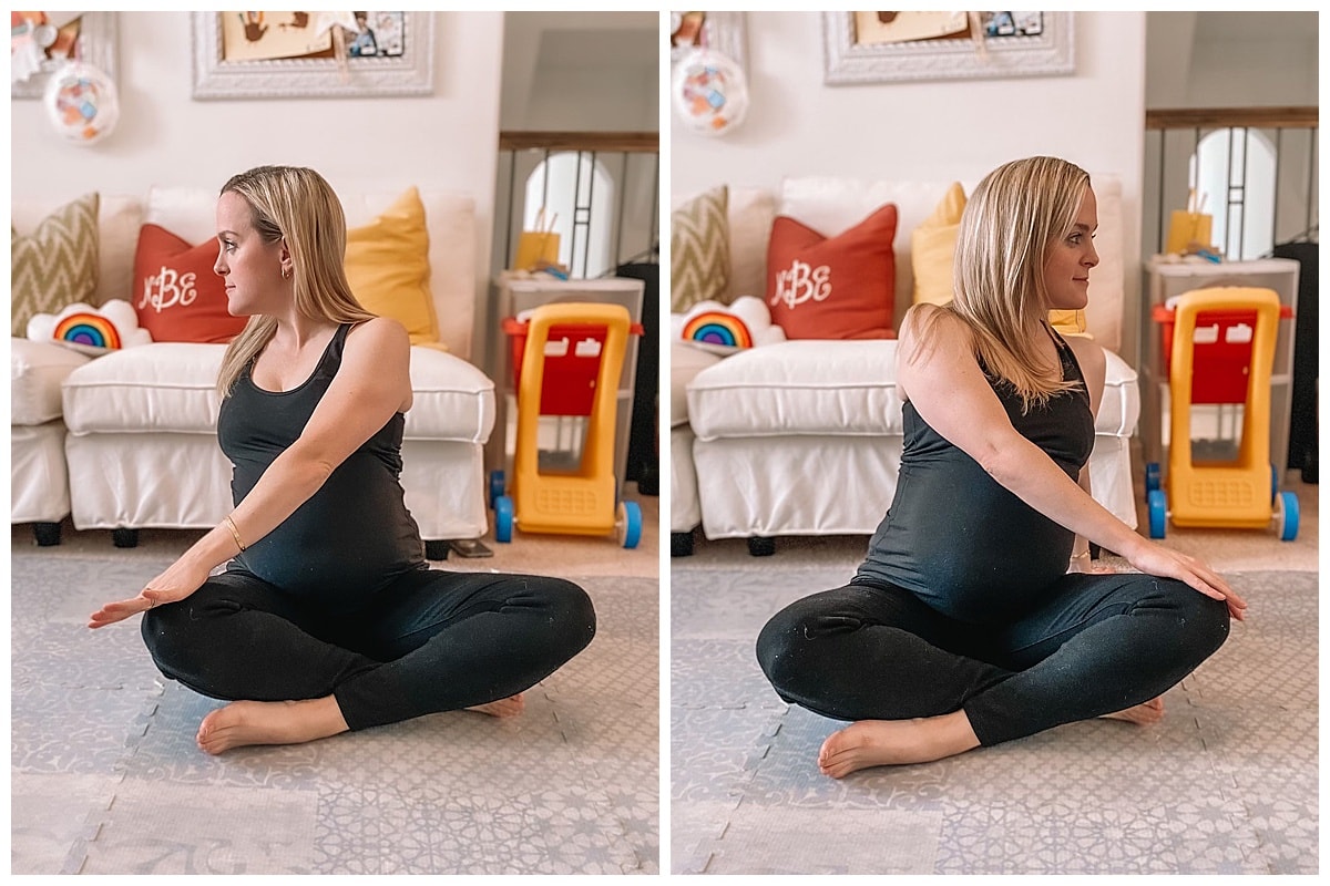 Rotation du buste assise pour femme enceinte