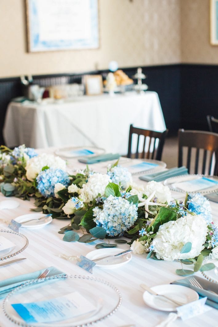 Décoration de table baby shower thème mer