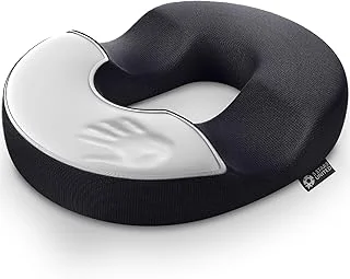 5 STARS UNITED Coussin Donut Mémoire de Forme – Soulagement Hémorroïdes & Coccyx, Ergonomique U, Anti-Dérapant, Housse Lavable – Noir Petit
