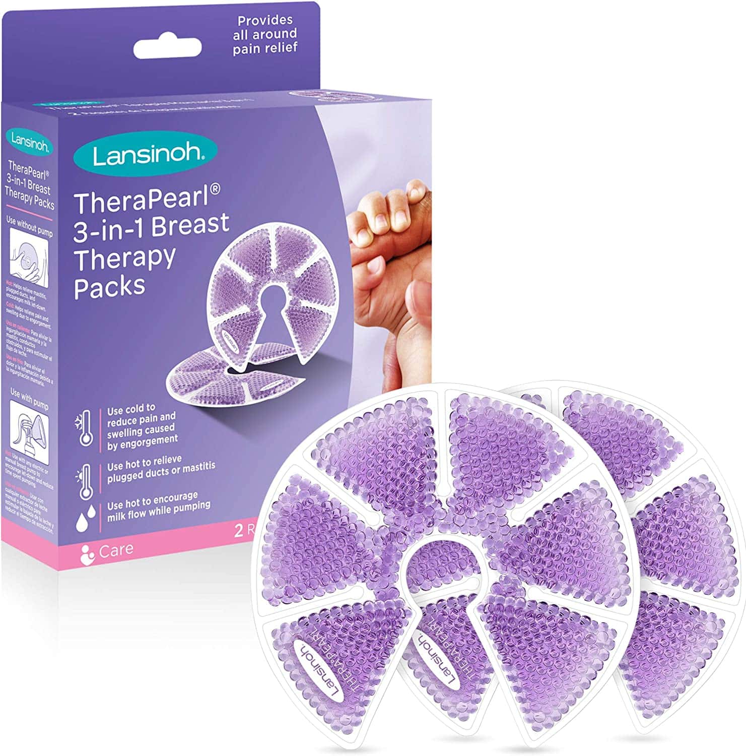 Coussinets thermiques violets pour les seins.