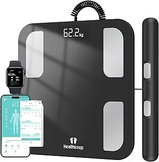 Balance Connectée Pèse Personne Impédancemètre Balance Digitale avec 8 Electrodes, Haute Précision, Composition Corporelle Complète avec 18 Données de Base, Écran LED, Grande Surface