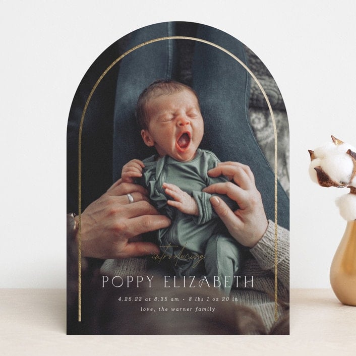 Carte en forme d'arche avec photo de bébé