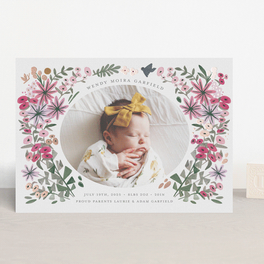 Faire-part avec fleurs et dorure rose