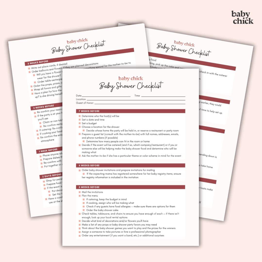 Checklist organisation baby shower planning